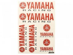 Planche 6 autocollants racing Yamaha 33cm x 22cm rouge / noir