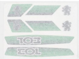 Autocollant cyclo peugeot vert pour mobylette 103 (x8 pièces)