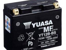 Batterie 12v /10ah yuasa (yt12b-bs) sans entretien pour piaggio 125 beverly... (dimension: lg150xl69xh130)