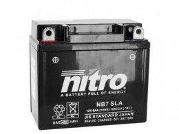 Batterie 12v 8ah nb7 marque Nitro sla sans entretien prête à l'emploi