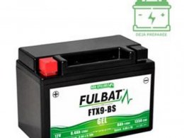 Batterie gel 12V 8 ah FTX9-BS (équivalente à une YTX9-BS) prêt à l'emploi sans entretien (dimension: Lg150xL87xH105)
