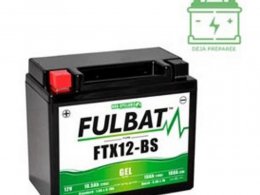 Batterie gel FTX12-BS 12V 10 AH (équivalente à une YTX12-BS) prêt à l'emploi sans entretien (dimension: Lg150 L87 H130)