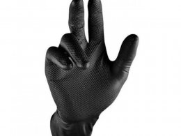 Boite de 50 gants d'atelier jetable t 7 s nitrile haute resistance -noir