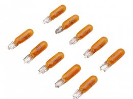 Boite x10 ampoules compteur et clignotant 12v 2w norme w2w culot w2x4,6d wedge standard orange pour scooter peugeot