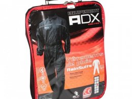 Combinaison de pluie ADX Noir taille XL (Ceinture d'ajustement + soufflet avec zip et pressions au Pied + sac de transport)
