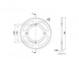 Couronne (50 dents pas 428) diamètre 100 / 4 fixations pour moto beta rr factory