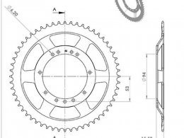 Couronne roue rayons 56 dents (alesage 94mm) 11 trous pour cyclomoteur peugeot 103