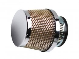 Filtre a air adaptable diametre28/35 conique grille droit chrome/chrome