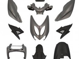 Kit carrosserie noir / gris (10 pièces) type origine marque Tun'r pour scooter nitro / aerox avant 2013