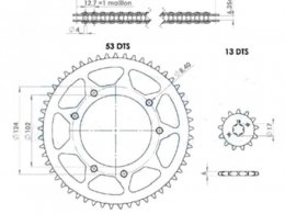 Kit chaine 420 13 / 53 (origine) d102 fix 3x2 marque Afam pour mécaboite derbi senda sm / r drd pro / racing