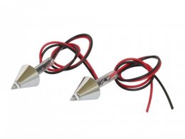 Paire d'éclairages de plaque immatriculation Replay à leds conique chrome diamètre 4mm (1 led rouge)