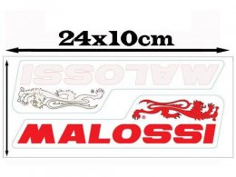 Planche d'autocollants grand format (24x10cm) Malossi 1 rouge et 1 blanc *Prix discount !