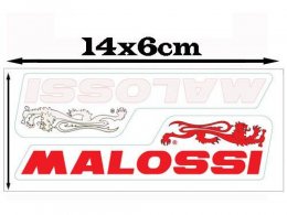 Planche d'autocollants moyen format (14x6cm) Malossi 1 rouge et 1 blanc *Prix discount !