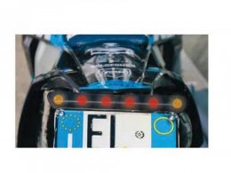 Support plaque universel à led marque FAR alu cnc noir avec feu position arrière / clignotant