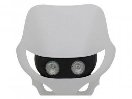 Tête de fourche plaque phare enduro halogène 2x20watts pour moto 50 à boite (blanc)