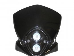 Tête de fourche Tun'r racing noir (double optique halogene 2x20w) pour moto, 50 a boite, cyclomoteur