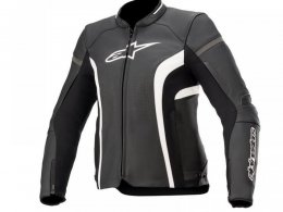 Blouson cuir Alpinestars Stella Kira v2 noir/blanc