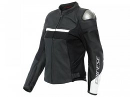 Blouson cuir femme Dainese Rapida Lady noir mat/noir mat/blanc