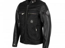 Blouson cuir/textile Helstons Winston noir/noir