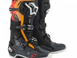 Bottes cross Alpinestars Tech 10 gris/orange/rouge fluo