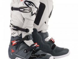 Bottes cross Alpinestars Tech 7 gris clair/gris foncÃ©/rouge fluo