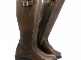 Bottes cuir moto femme Overlap Shayenne marron