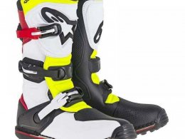 Bottes trial Alpinestars Tech T blanc/rouge/jaune fluo/noir
