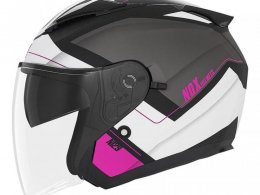 Casque jet Nox N129 Triom noir mat/rose