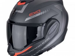 Casque modulable Scorpion Exo-Tech Evo Carbon Cosy matt black/red