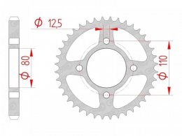 Couronne Afam 39 dents acier pas 530 type 10603 Honda CB 750 K Four 70