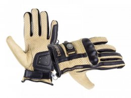 Gants cuir femme Helstons Tinta Air beige/noir