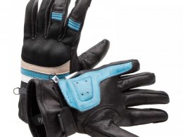 Gants cuir/textile Ã©tÃ© Helstons Bull Air noir/bleu/beige/blanc