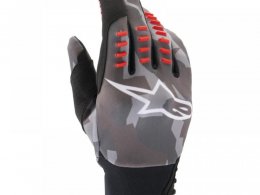 Gants enduro Alpinestars SMX-E gris camouflage/rouge fluo