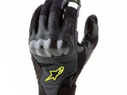 Gants textile/cuir Alpinestars SMX-1 Air V2 noir/jaune fluo