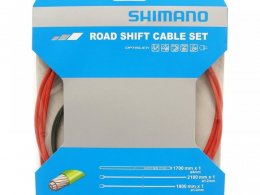 Kit de transmission vÃ©lo de route Shimano Optislick rouge (2 cÃ¢bles)