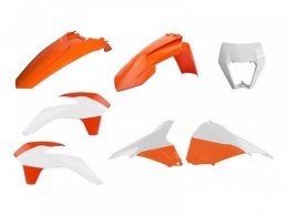 Kit plastique Polisport Enduro RestylÃ© KTM 125 EXC 14-16 orange/blanc