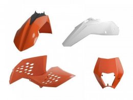 Kit plastiques Polisport pour KTM 250 EXC-F 08-11 orange/blanc