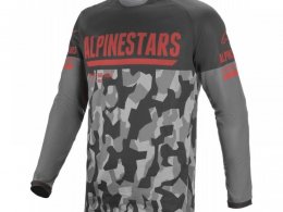 Maillot enduro Alpinestars Venture R gris/camouflage/rouge fluo