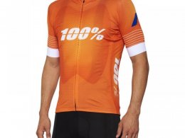 Maillot route/gravel manches courtes 100% Exceeda SP22 orange/blanc