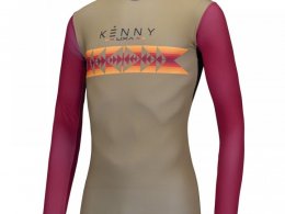 Maillot vÃ©lo VTT manches longues Kenny Charger femme beige/rouge