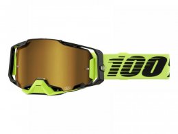 Masque cross 100Â % Armega jaune fluo â Ã©cran iridium or