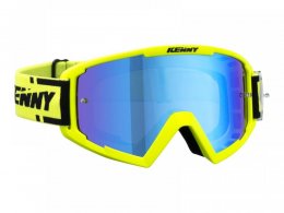 Masque cross Kenny Track + jaune fluo Ã©cran iridium bleu