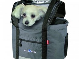 Panier vÃ©lo Klickfix Doggy gris en toile pour transport chien (24L)(v