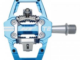 PÃ©dales automatiques VTT HT T2 aluminium bleu