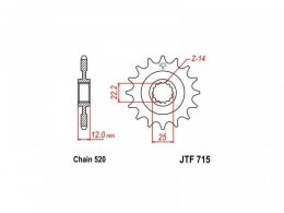 Pignon JT Sprockets Acier pas 520 12 dents