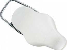 Selle blanche avec dosseret chrome pour Peugeot 103 chopper