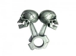 Autocollant marque Lethal Threat 3d skull argent piston