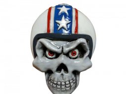 Autocollant marque Lethal Threat 3d skull helmet blanc