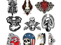 Autocollant marque Lethal Threat series tête de mort biker (planche...