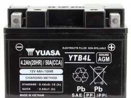 Batterie marque Yuasa YTB4L 12V 4 AH AGM (remplace la ytx4L-bs)